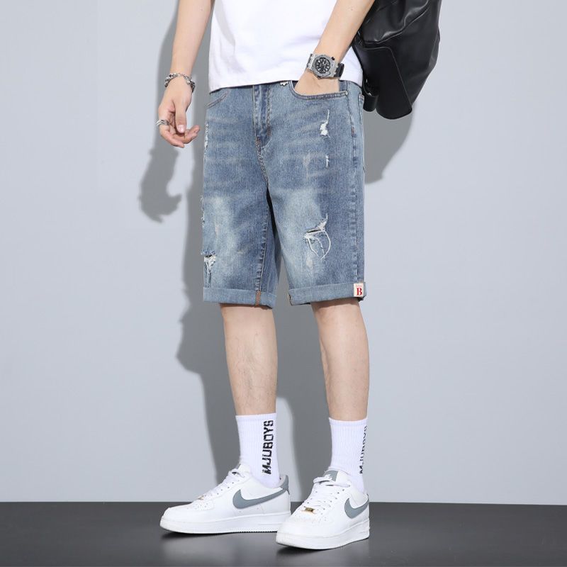 swygsqql 여름 데님 반바지 얇은 카고 5부 일자핏 통바지 슬랙스 남자 반바지 21,500원