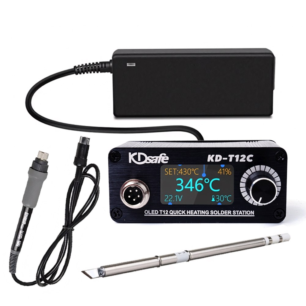고주파 인두기 납땜기 T12C DC 38mm 미니형 세트 전원 어댑터 포함, 1개, 단일상품 55,500원