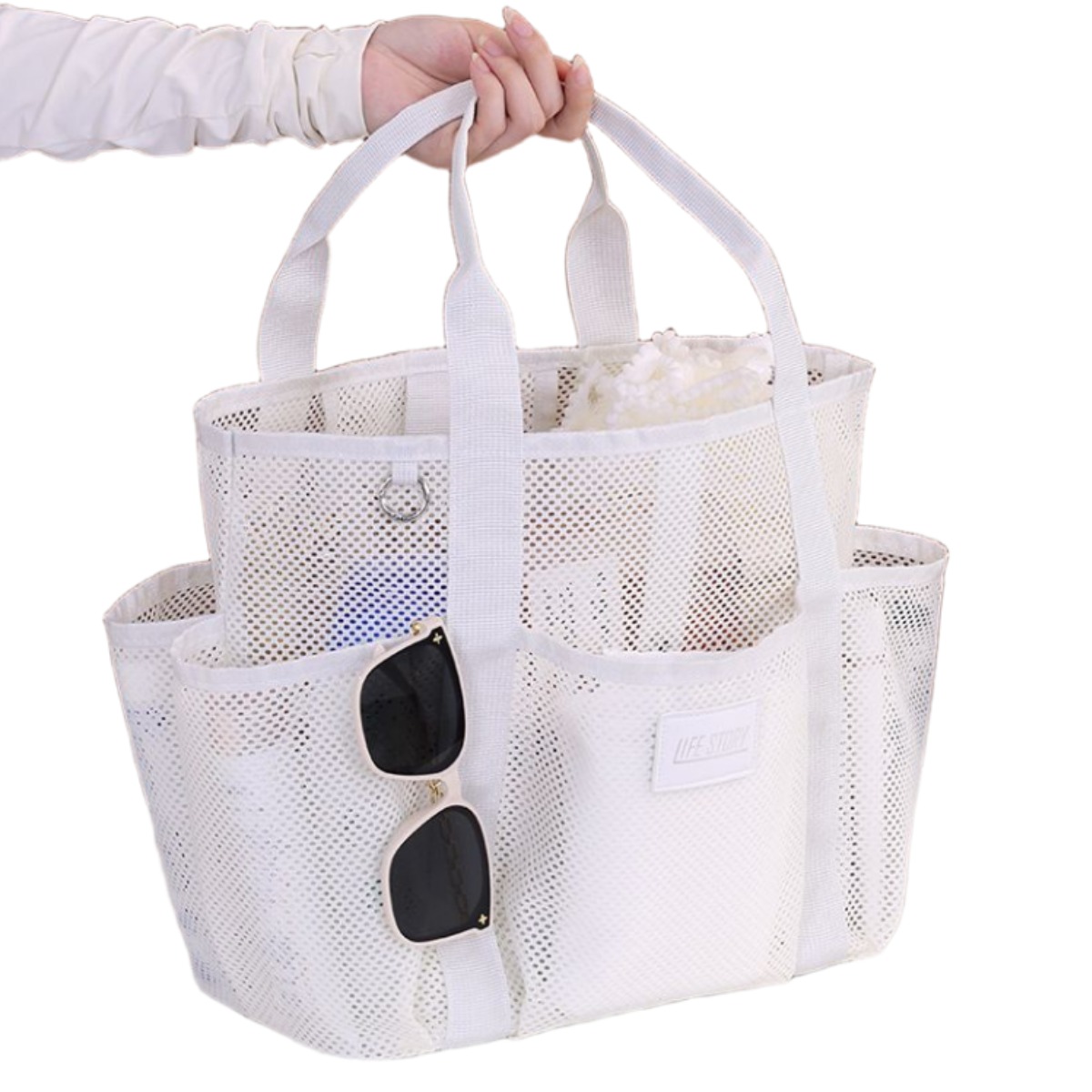 핀앤플로우 물빠지는 메쉬 포켓 목욕가방 수영가방 11,500원