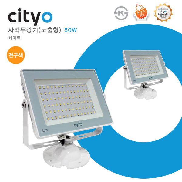 [씨티오] 사각투광기 노출형 화이트 50W_(전구색,주광색) 16,500원