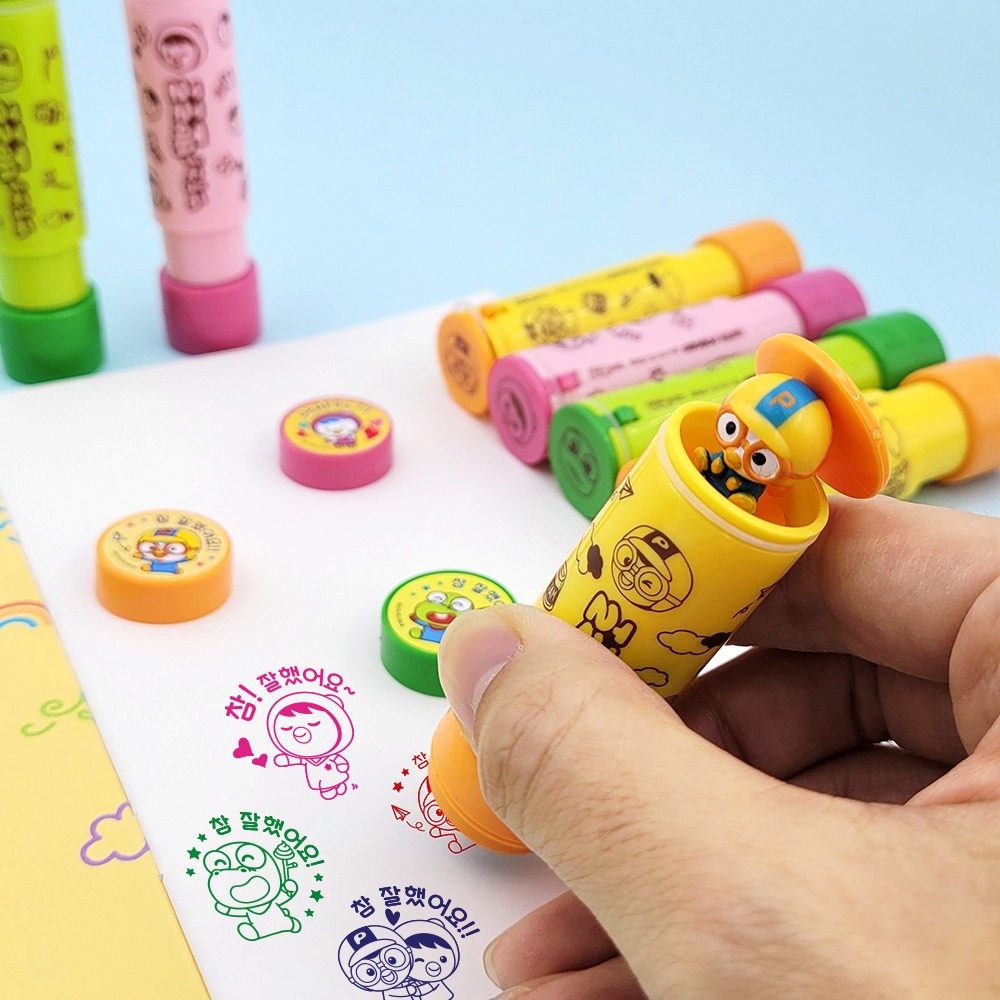 뽀로로 액션 스탬프 12개입 참잘했어요 캐릭터 칭찬도장 패티 크롱 루피 토이 인형 60,000원