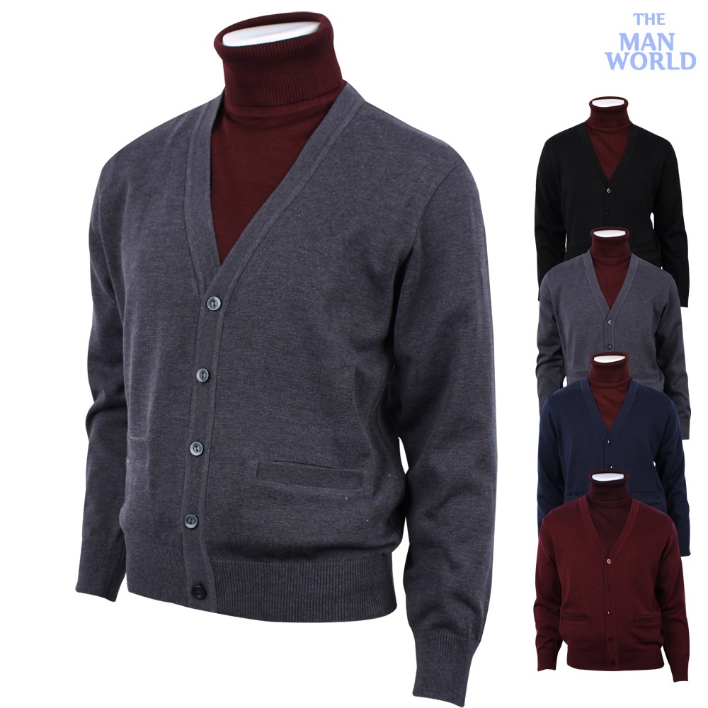 더맨월드 MST단추니트가디건 남성용 중년 신사 캐주얼 정장 아빠옷 기본 단색 브이넥 가디건 44,800원