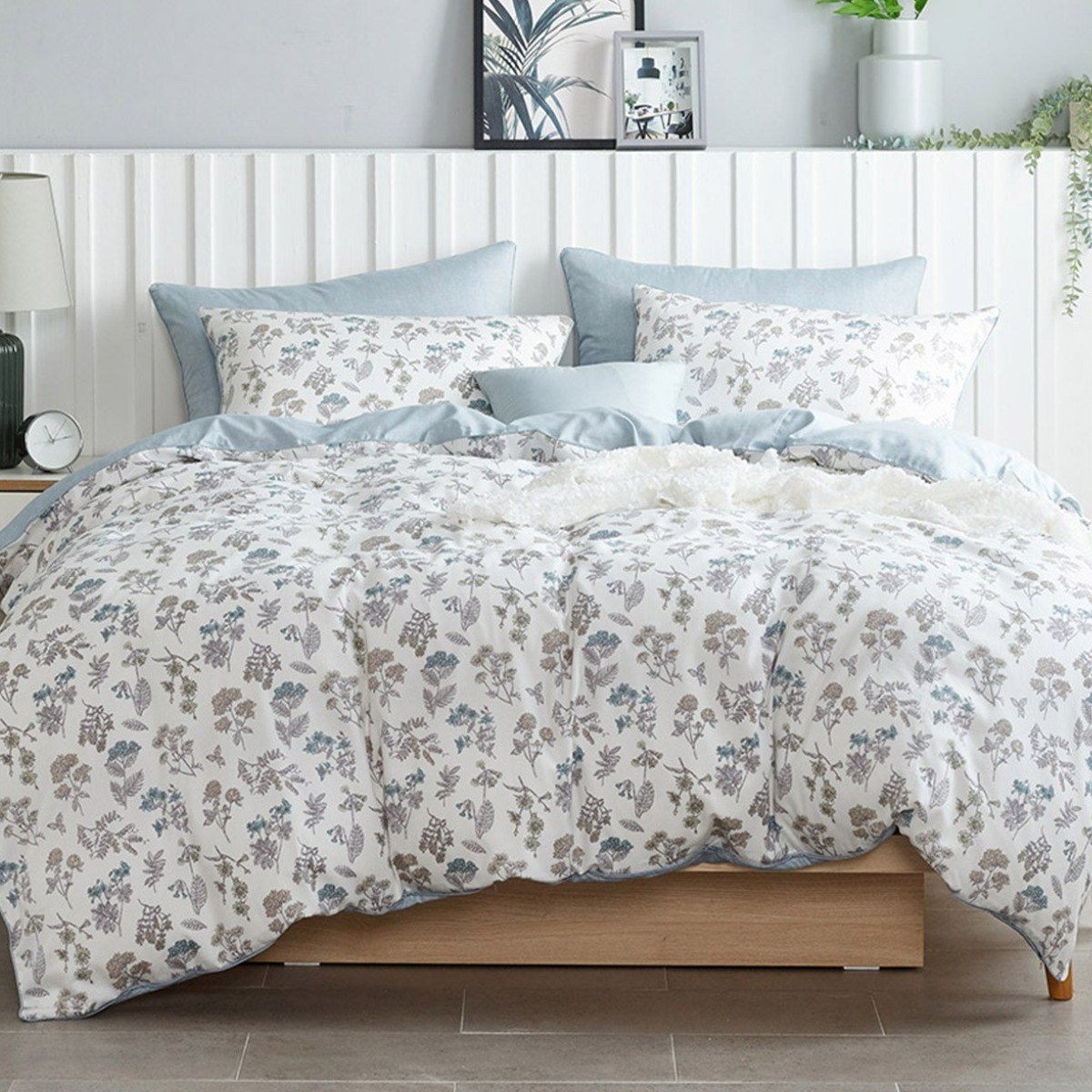 도아드림 프리스틴 모달면 이불커버, 화이트&블루 98,900원