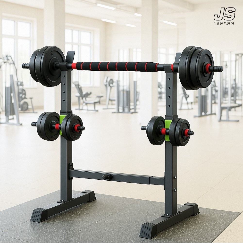 JS리빙 튼튼한 역기 바벨 거치대 높이조절 폭조절 역기봉 스탠드 받침대 덤벨 정리대 상체 근력 운동기구 홈트 헬스 기구 보관대 [JS@모델명:CaJUL-B4910212ADF02R] 59,800원