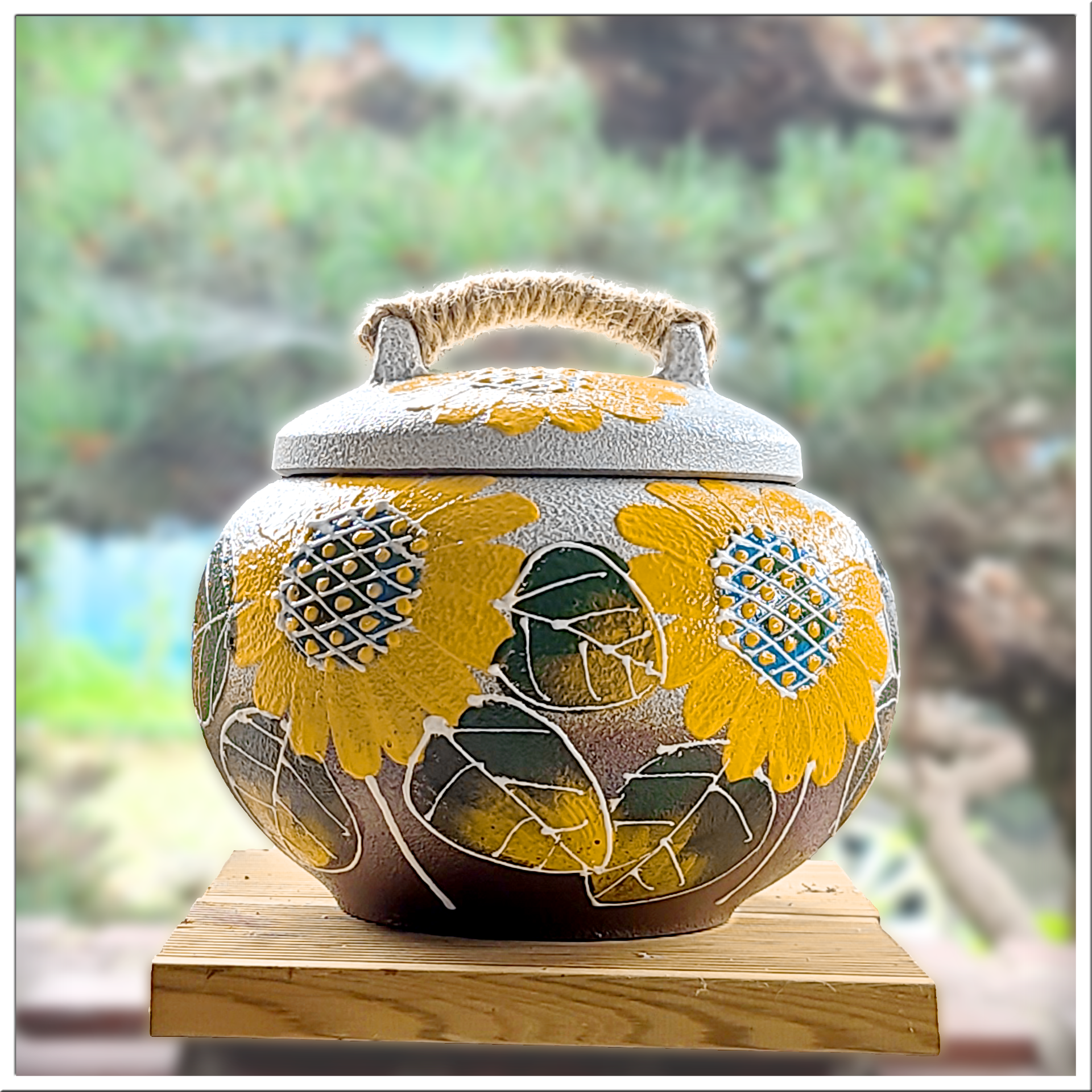 여주흙도예_분청 투톤 잡곡 소금 단지 해바라기 4kg 49,000원