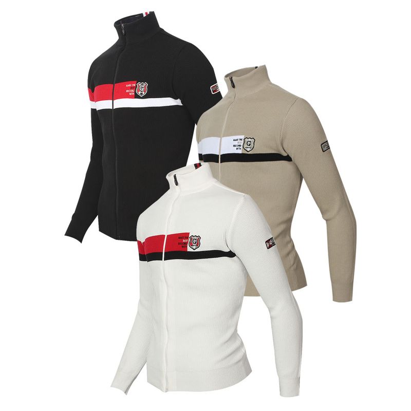 에코골프 그렌에코 ges23301 남성 잔줄지 집업 니트 가디건 점퍼 봄스웨터 48,600원