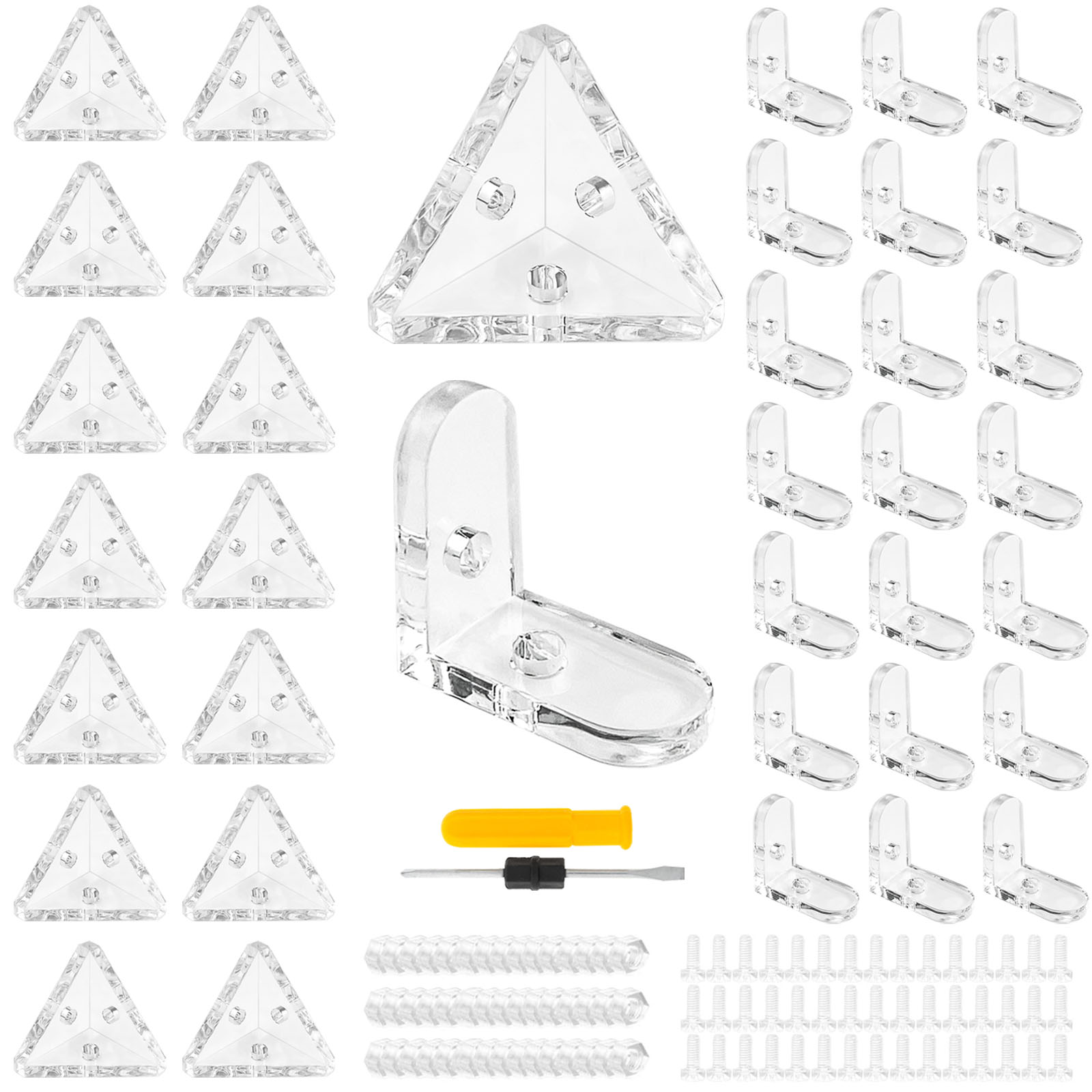 ADNEWX 투명 삼각각강 직각강 3방향 연결고정구 L자형 아크릴고정구 건축자재, 1세트 26,240원