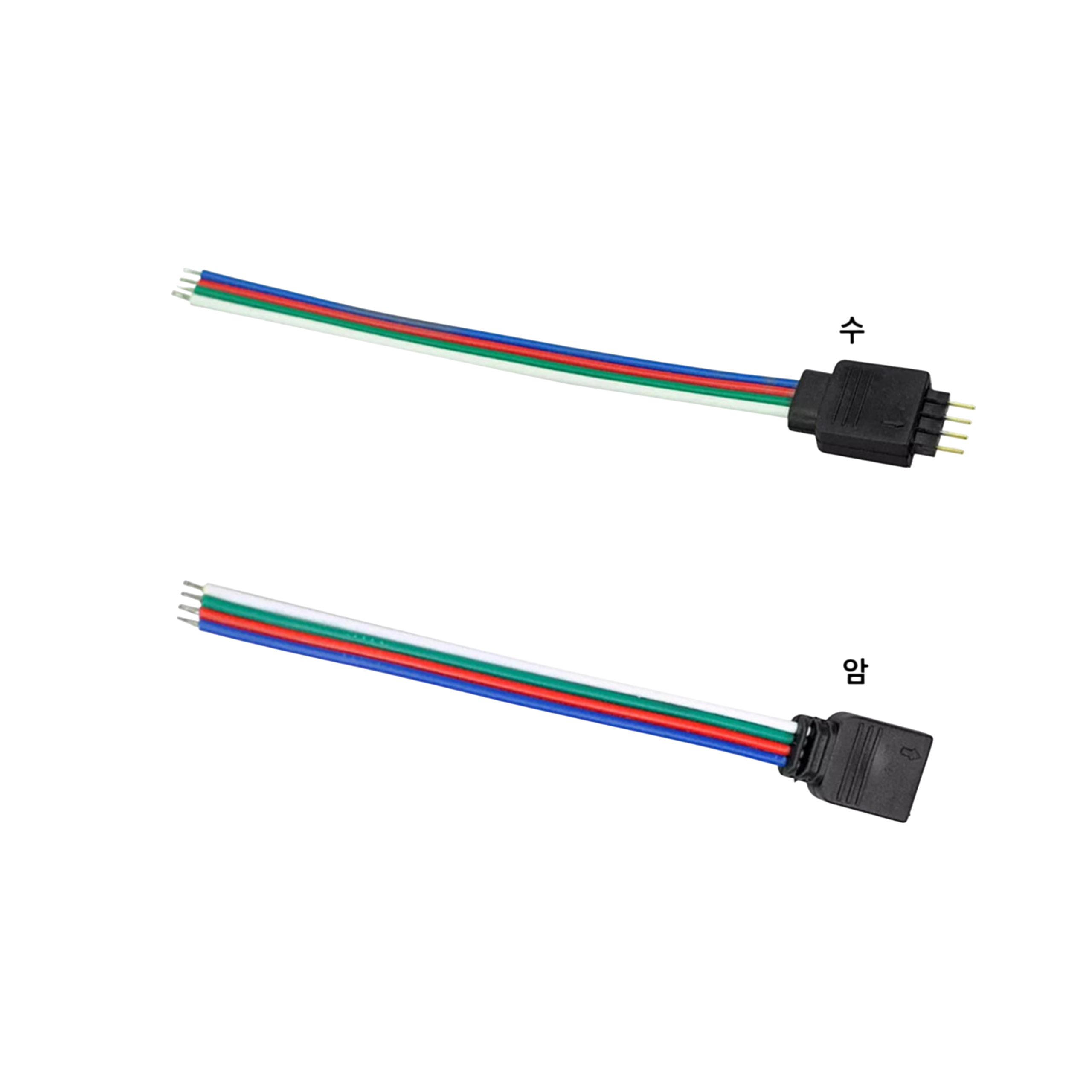 5050RGB용 4핀 커넥터 케이블, WHITE/GREEN/RED/BLUE 590원