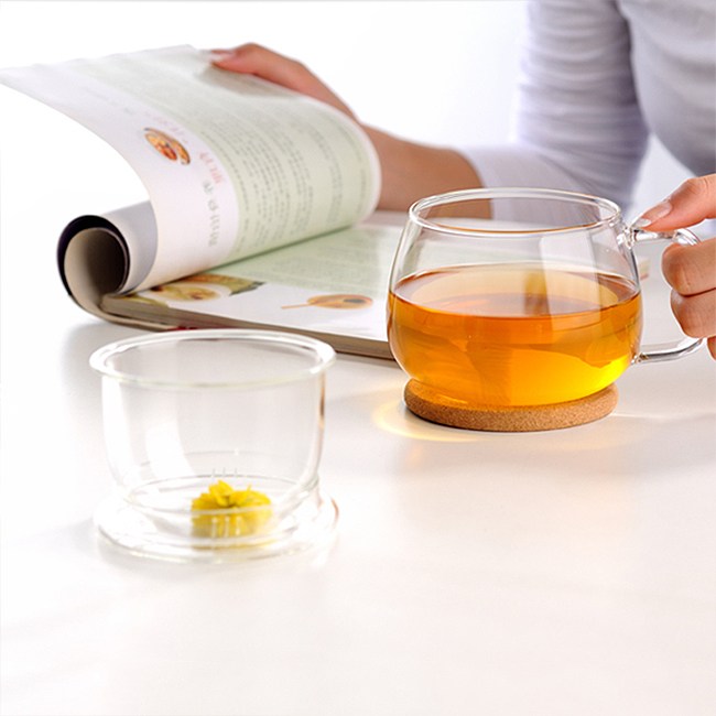 일체형 티 머그 유리잔 머그 필터 뚜껑 찻잔 티머그잔 300ml 10,770원