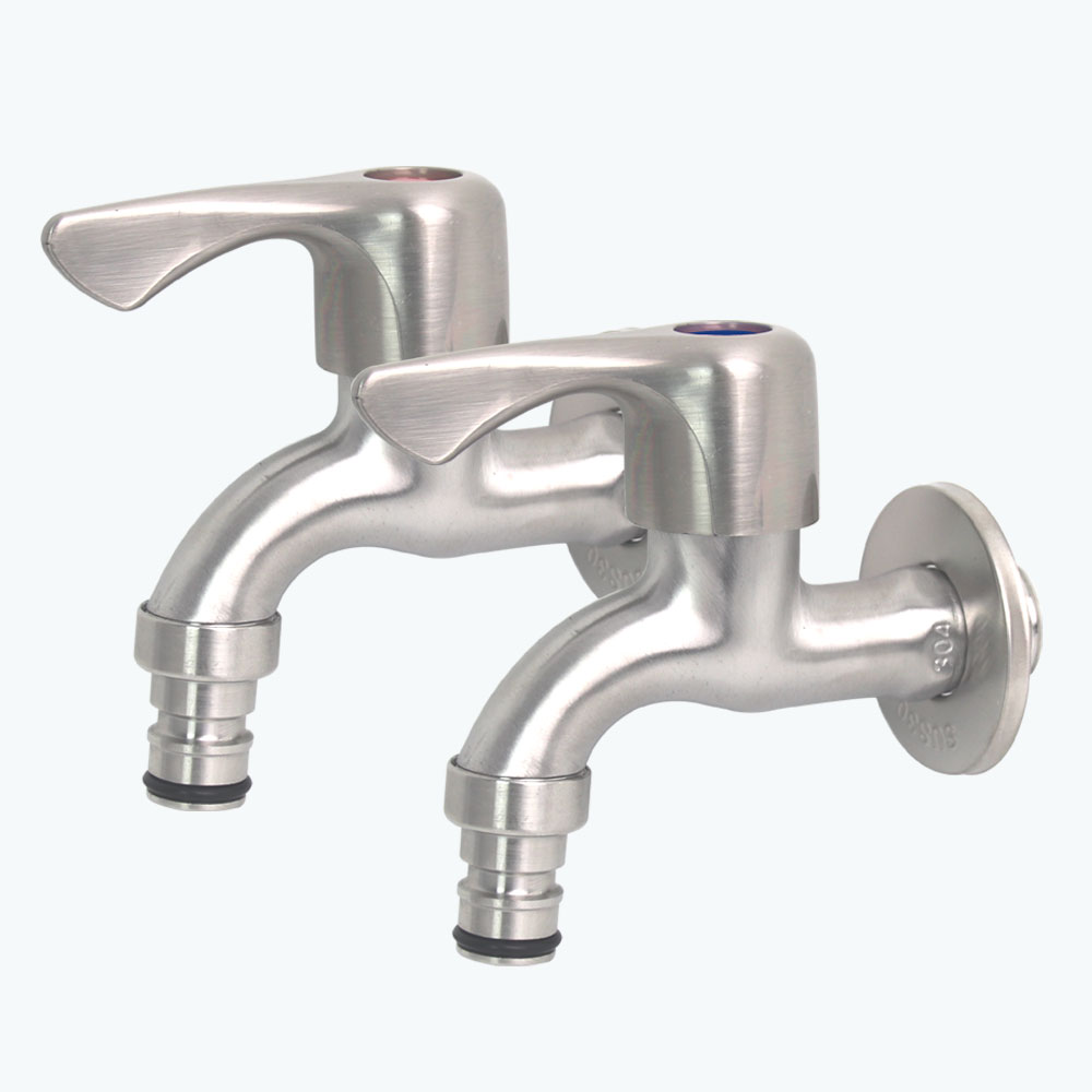 SUS304 스텐 원스톱 커플링 냉온수 세트 수도꼭지 수전 세탁기 베란다 가로꼭지, 1세트 14,800원