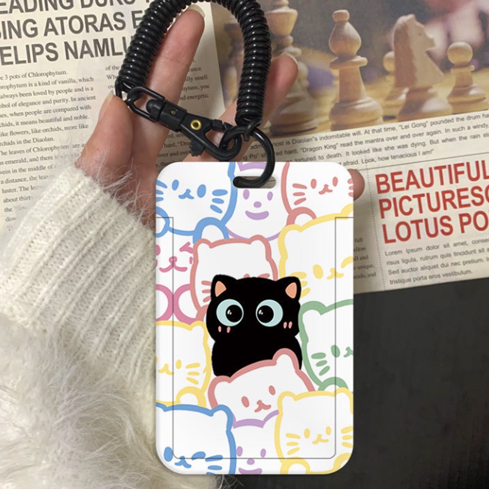 명찰 교통 사원증 버스 릴홀더 스프링 캐릭터 카드 케이스, 1개, 똘망냥이_블랙스프링, 현재가 8,900원