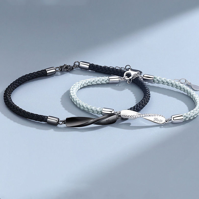 FANSYLI 1+1 커플 팔찌 행운의 팔찌 남녀공용 우븐 팔찌 심플 각인 팔찌 여자친구 선물 X2512D23 13,420원