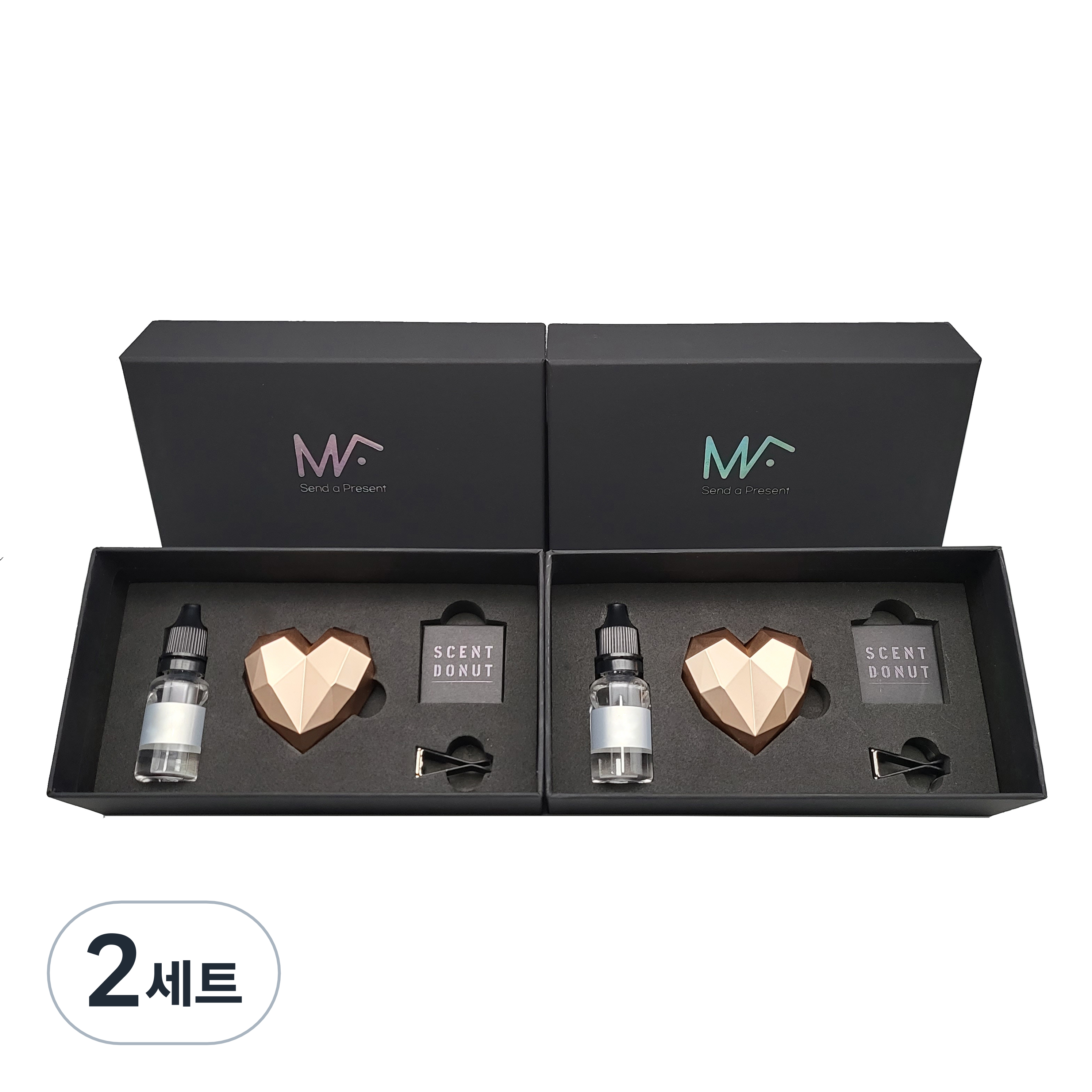 엠퓨처 차량용 하트 방향제 매트 로즈골드 2p + 오일 15ml x 2p + 3cm 클립 2p + 오일솜 2p 30,850원