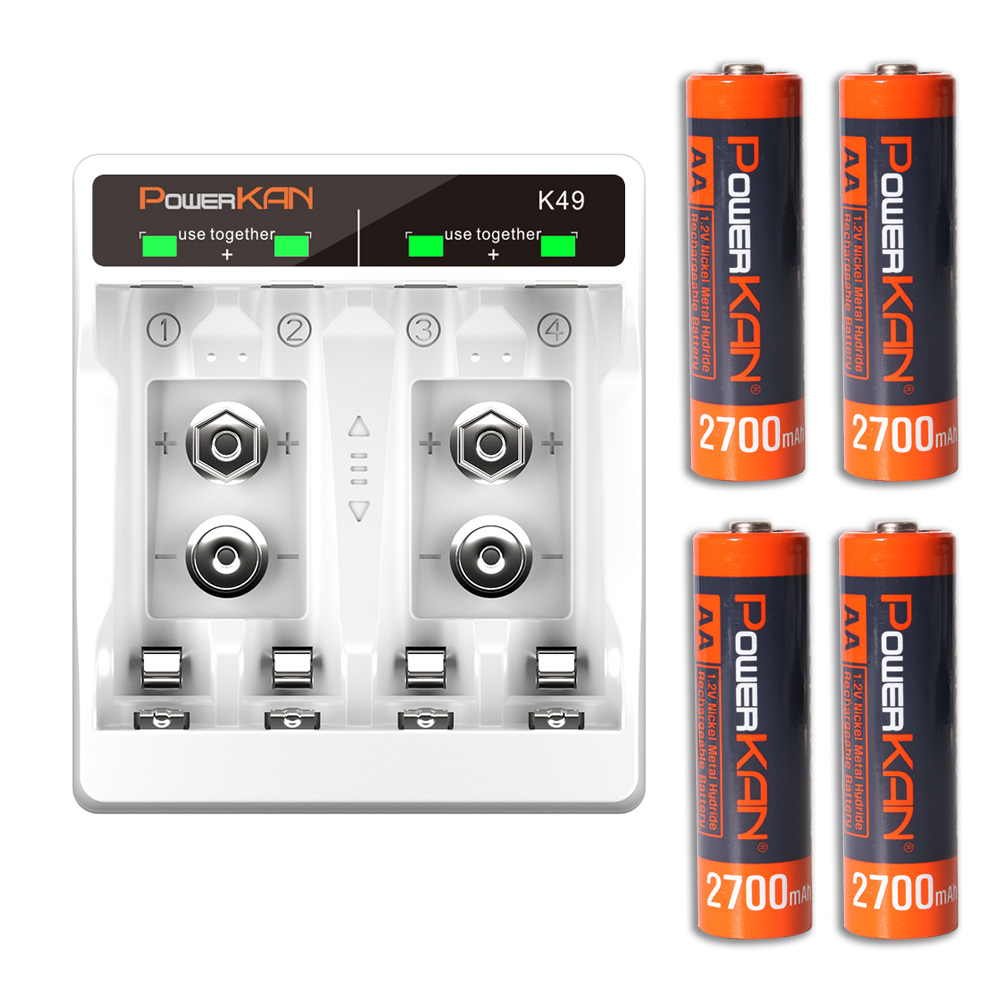 POWERKAN AA고용량충전지+충전기세트 K49 니켈수소 AA 2700mAh 1.2 Nimh, 1세트 27,000원