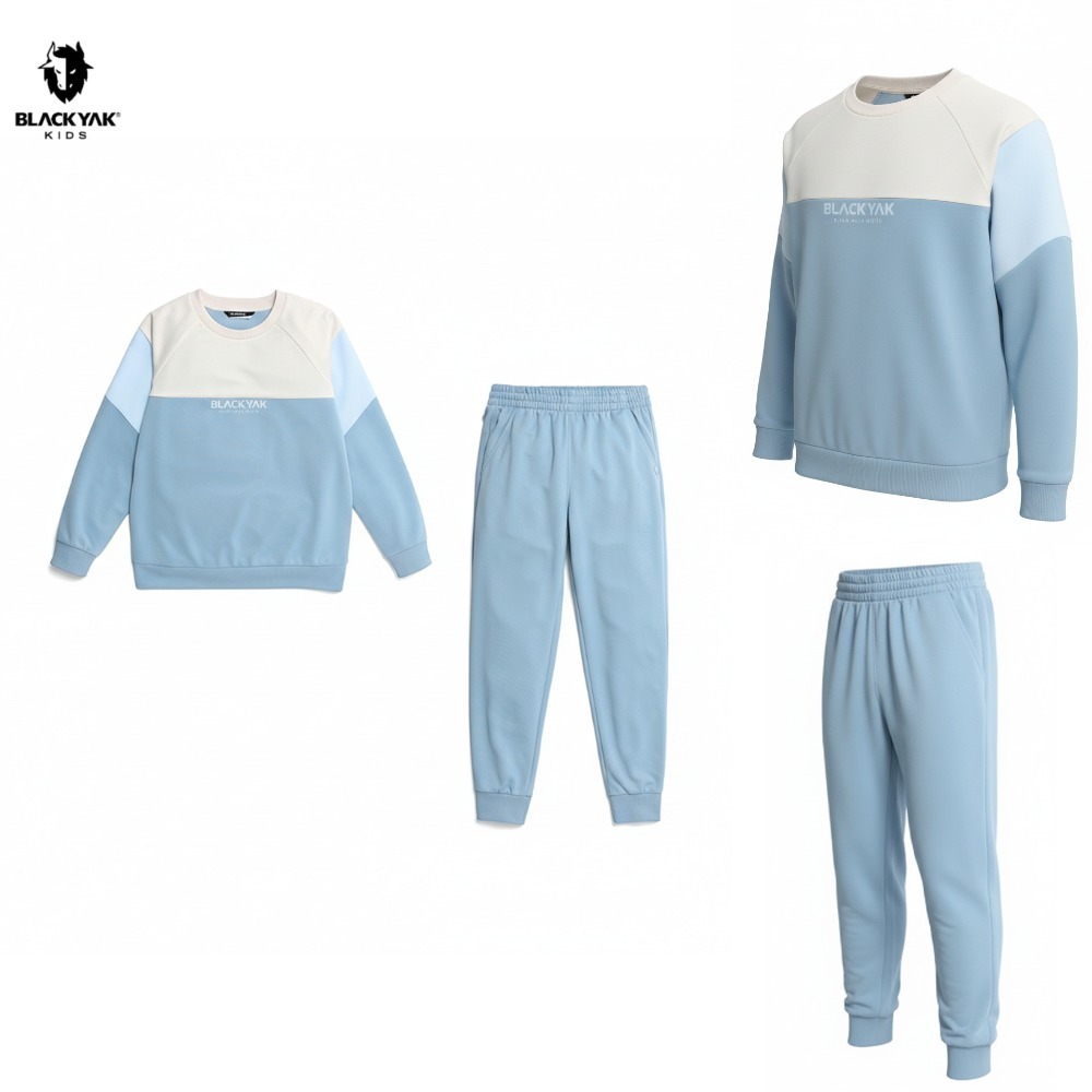 [백화점 출고] 블랙야크 키즈 상하복 세트 남아 위크 맨투맨 조거 팬츠 바지 라이트 블루 상하세트 109,600원
