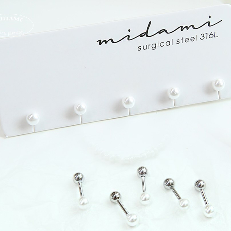 미다미 [5P세트] 화이트 진주 피어싱세트( 6 size type ) 19,900원