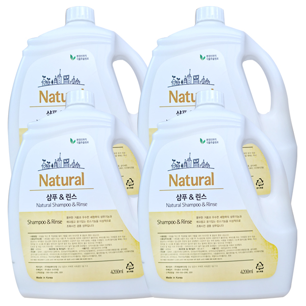내추럴 샴푸린스 겸용 4.2kg x4개 업소용 호텔용 대용량, 4개, 4.2L 38,900원