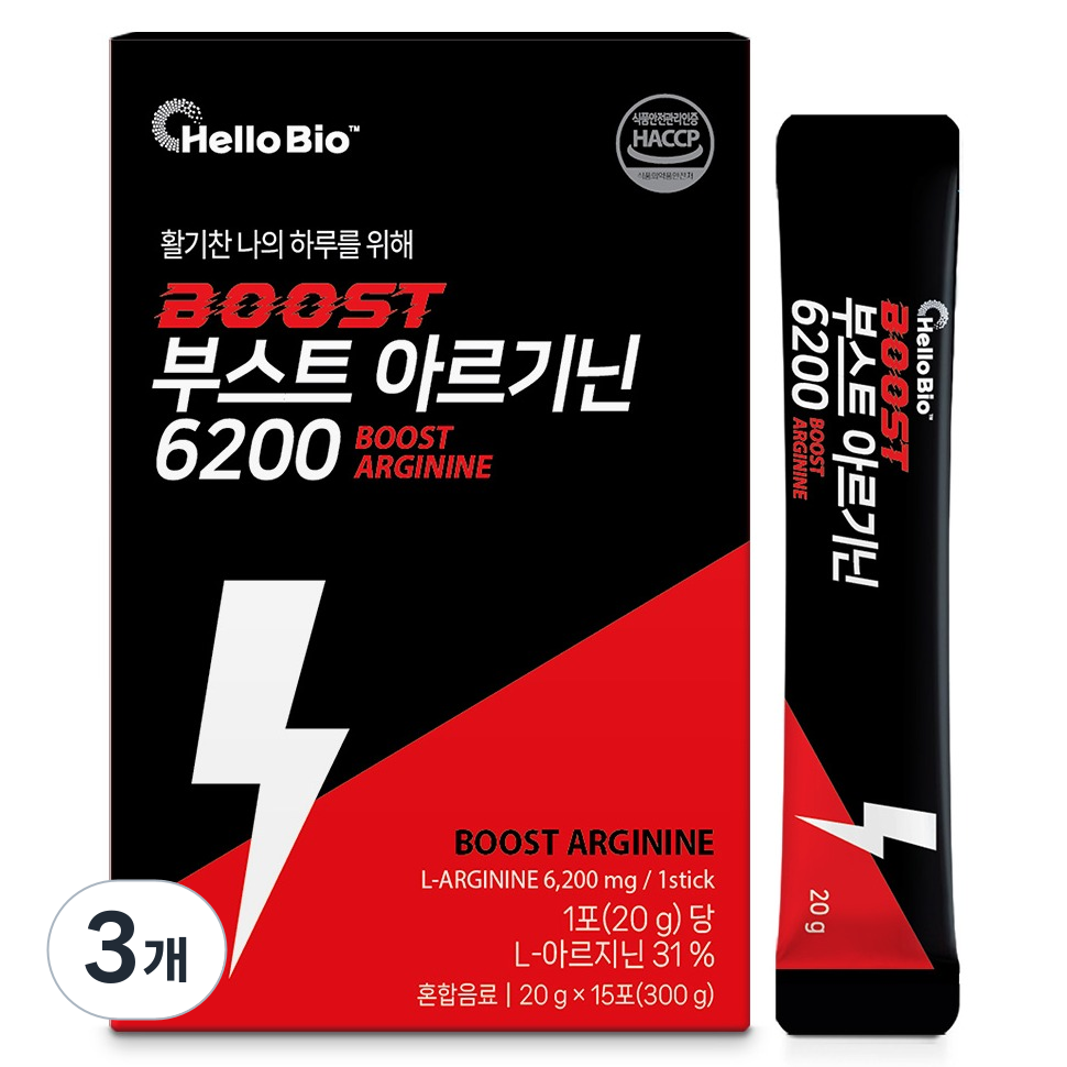 헬로바이오 부스트 아르기닌 6200, 3개, 300g 19,120원