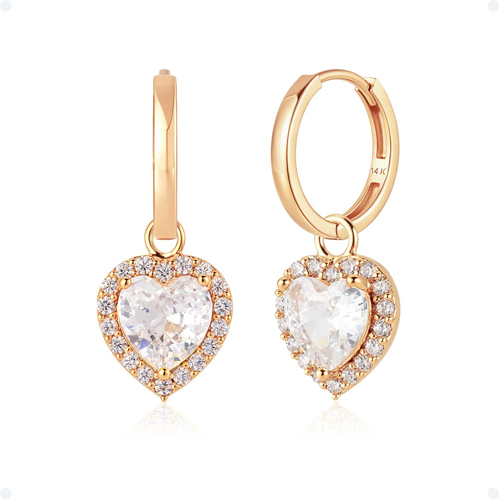 쥬넬 [선물포장] 14K 로맨틱 하트 큐빅 서클 헤일로 팬던트 금 드롭 원터치 링 귀걸이 발렌타인 기념일 생일 선물 264,900원