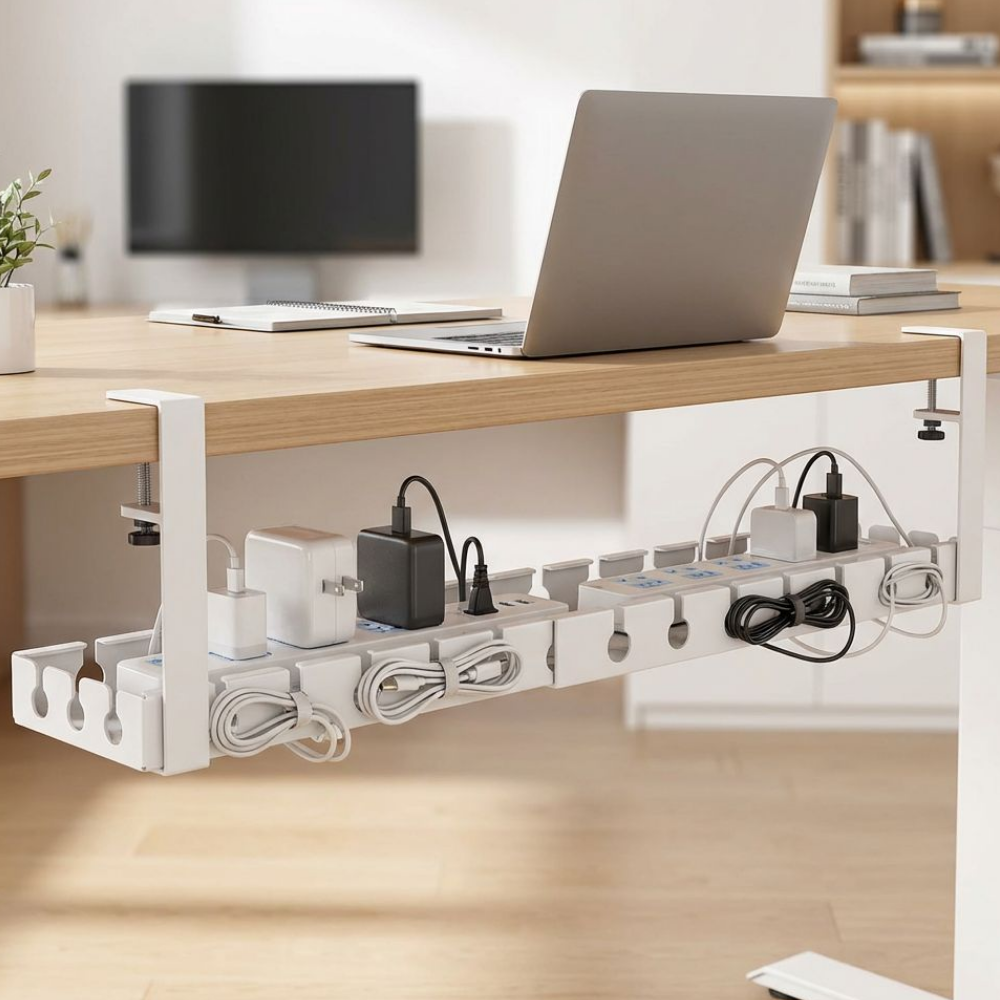 세지아 길이조절 멀티탭 거치대, 1개, 화이트 19,000원