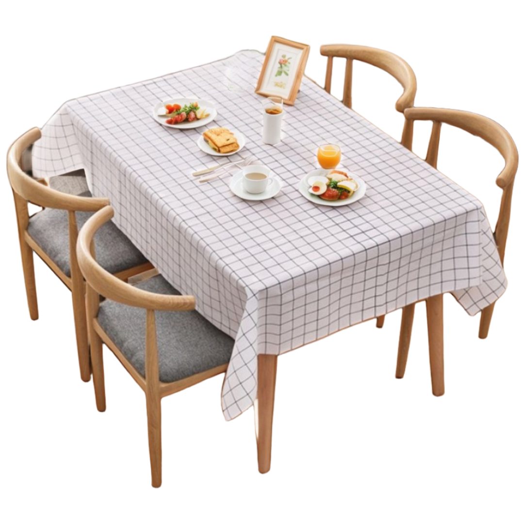 히온 체크무늬 방수 식탁보 테이블보, 1개, 4인(137 x 90cm), 화이트 7,000원