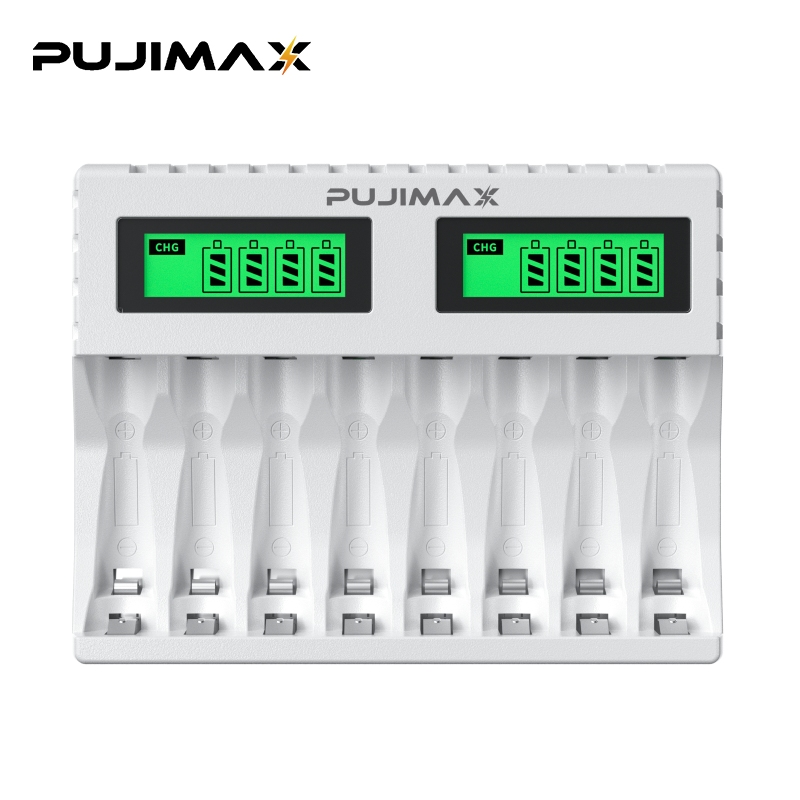 PUJIMAX AA/AAA 겸용 Ni-MH/Ni-Cd 급속충전기 충전배터리 1-8개 동시 충전기 MCU 스마트 제어 LCD 화면 잔량표시  충전기 LCD006 15,120원