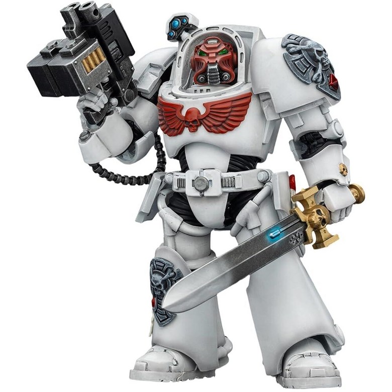 JOYTOY 워해머 40K 1/18 액션 피규어 화이트 흉터 터미네이터 3, 파워 피스트 및 어썰트 캐논 14cm(5.6인치) 수집용 모델 생일 선물 시리즈 231647 65,200원