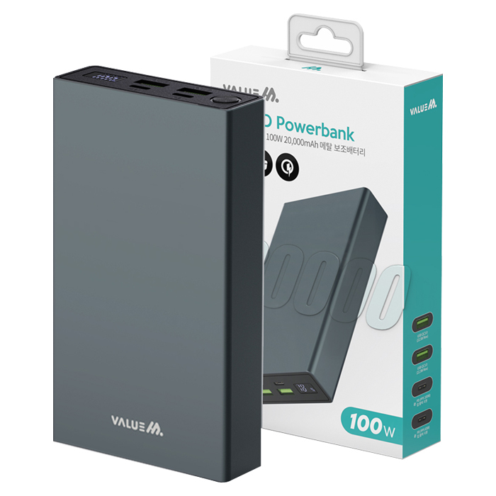밸류엠 100W PPS 보조배터리 20000mAh (CtoC 케이블포함) 69,800원