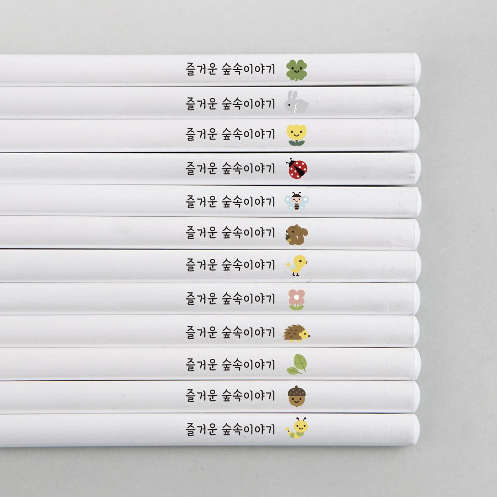 디자인아지트 주문제작 네임연필2B 12자루화이트 숲속이야기 연필각인 선물 9,800원