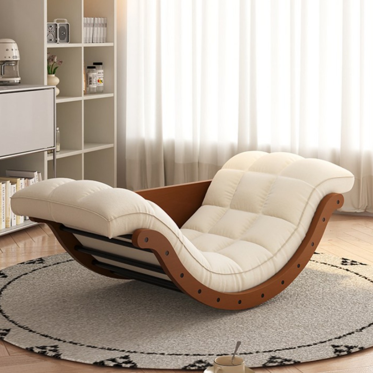 1인 소파 흔들 응접실 침실 안락의자 편안한 소파리클라이너, 1개, 브라운&화이트 101,500원