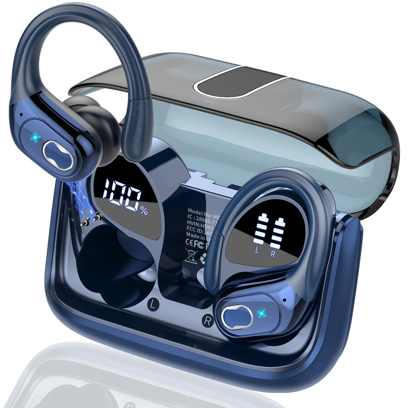 Donerton HD65 블루투스 귀걸이형 이어폰 노이즈 캔슬링 에어팟, 푸른 색 26,500원