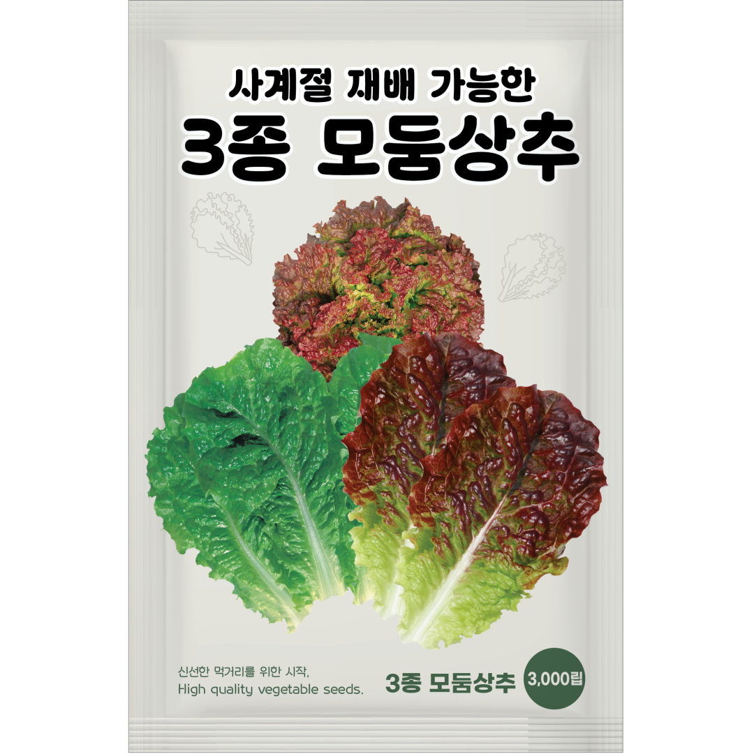 NH농우바이오 사계절 재배 가능한 3종 혼합모둠상추 씨앗 3000립, 3개 8,300원