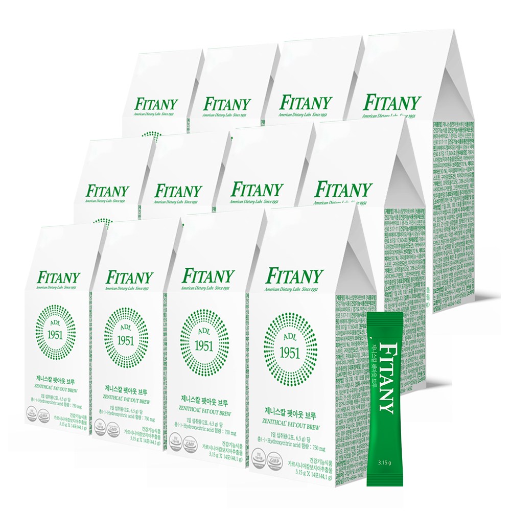피타니 제니스칼 팻아웃 브루 다이어트 커피, 12박스, 44.1g 654,000원