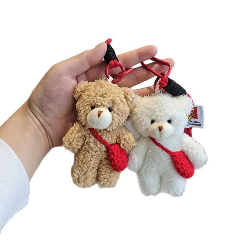 GRNM 곰인형 토끼 키링 열쇠고리 / 남녀공용 커플 우정템 선물용 키홀더, 1개, 볼터치곰 2종 세트(브라운1개+화이트1개) 9,900원