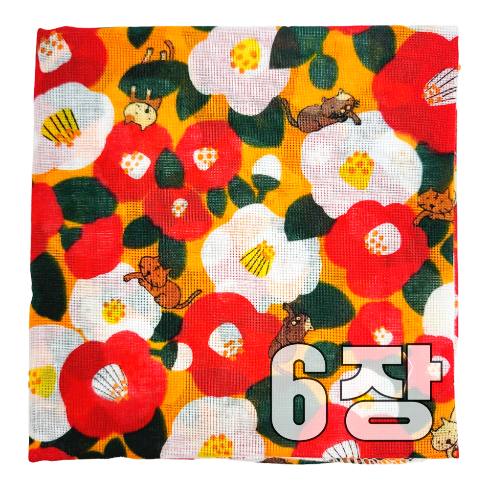 온리 제주 동백꽃 손수건 아사면 플라워 고양이 패턴 여성용 예쁜 단체 등산 여행 선물용 23,700원