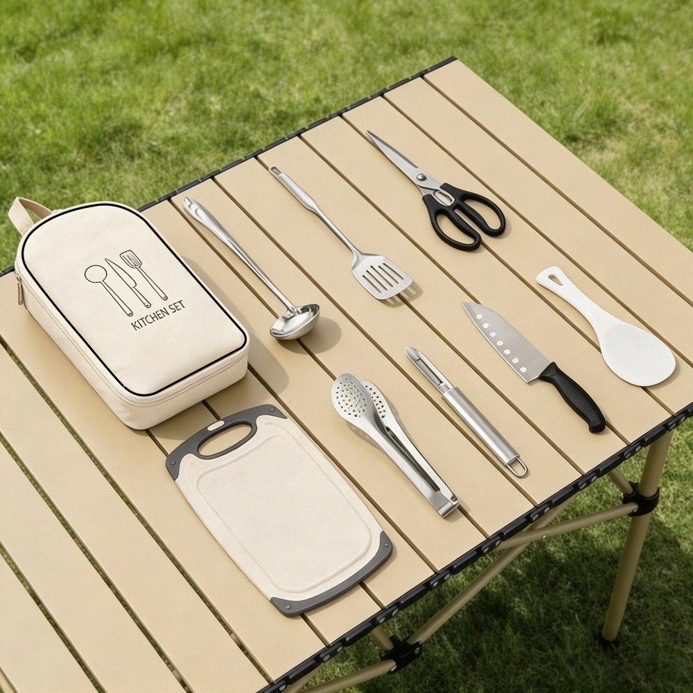 C.partner 다기능 캠핑 주방 도구 세트 (9개 구성), 1세트, 하얀색 29,900원