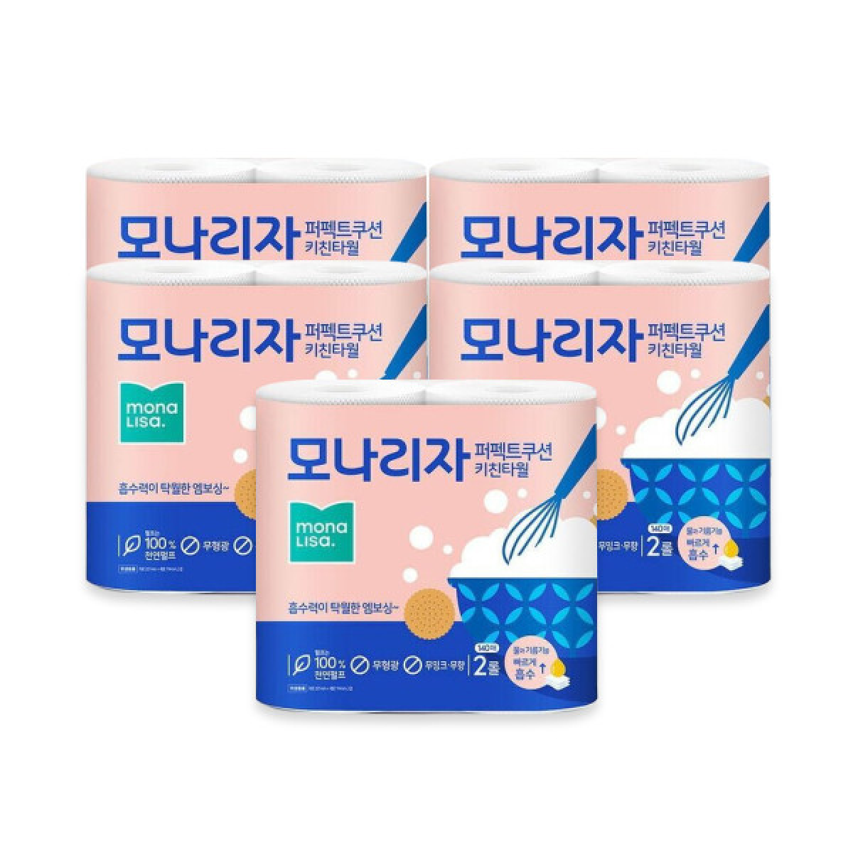 모나리자 퍼펙트쿠션 키친타올 140매 2롤 x 10개 / 주방 기름흡수 21,300원
