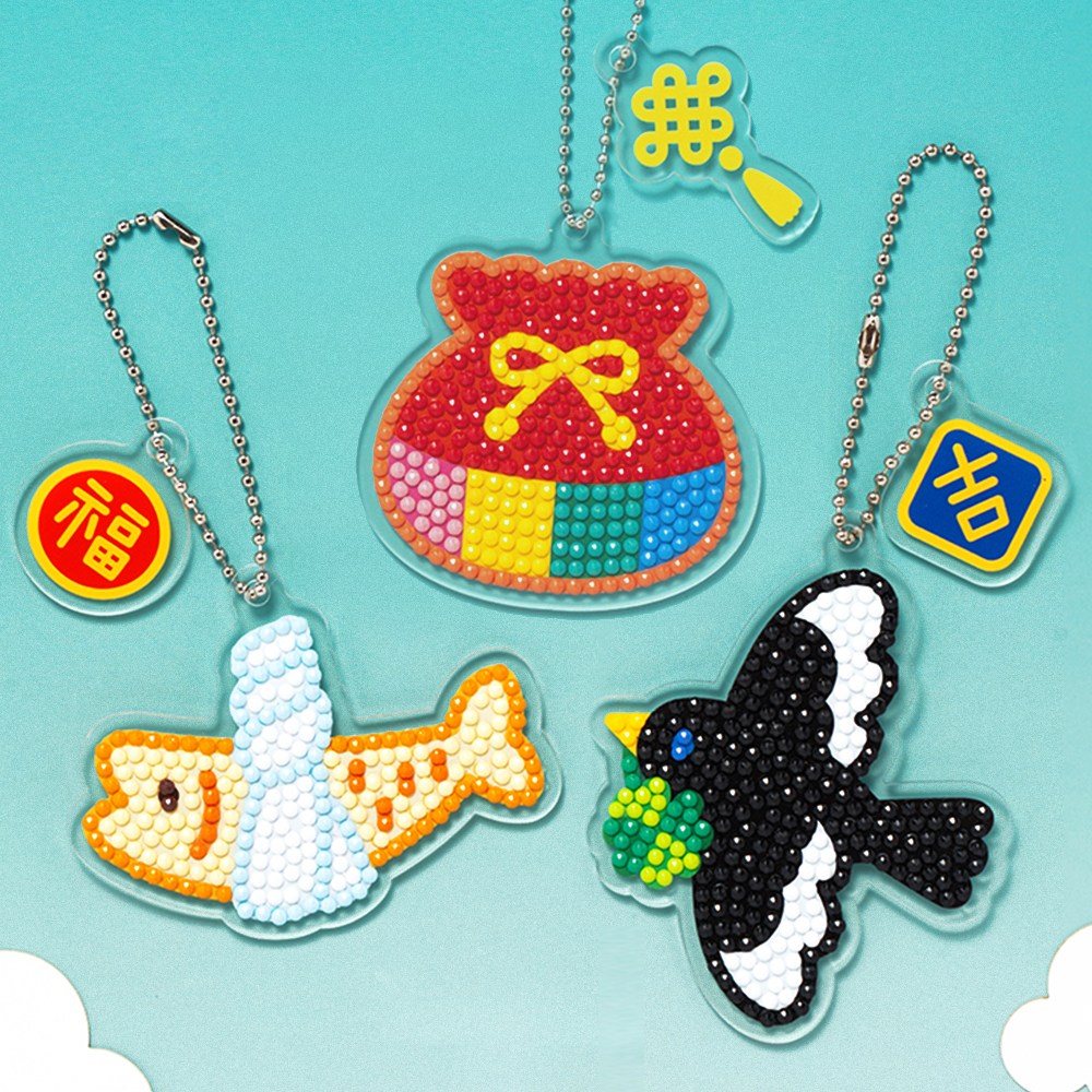 민화샵 새해 보석십자수 설날 키링 만들기 (10입), 현재가 28,900원