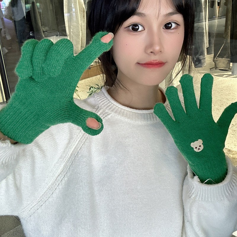 에스까리에 곰돌이 자수 여성 터치 니트 장갑 4,900원