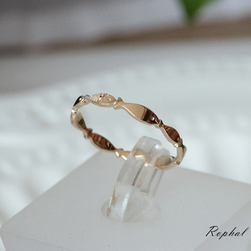 Rophal 14k 로즈골드 행운 물고기 반지 심플 디자인 23,500원