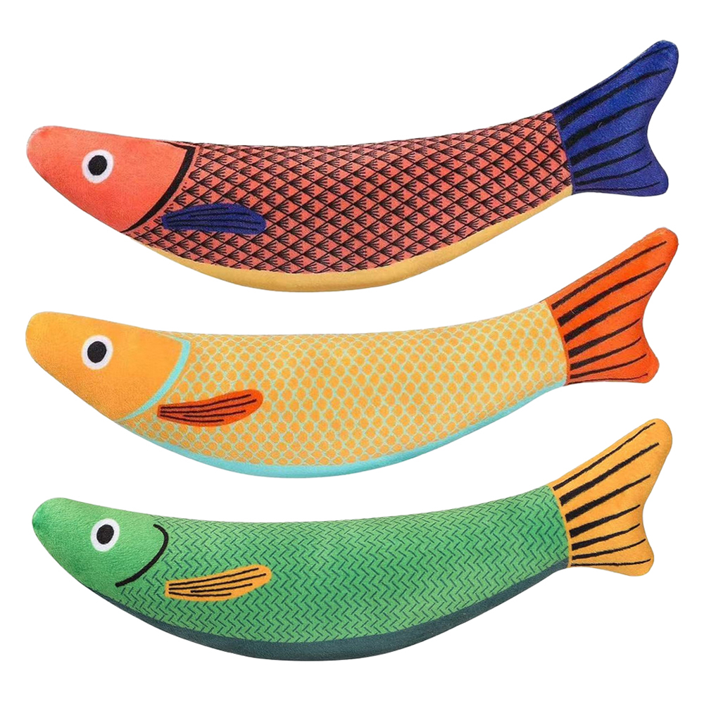 포우타운 고양이 캣닢 소리나는 방울 애착 인형 물고기 장난감 3종 세트, 1세트, 레드 + 오렌지 + 그린 8,700원