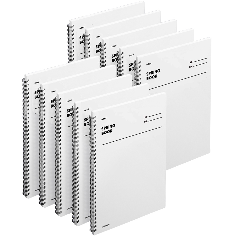 모트모트 두꺼운 스프링 노트 유선 룰드, 화이트, 10개 31,200원