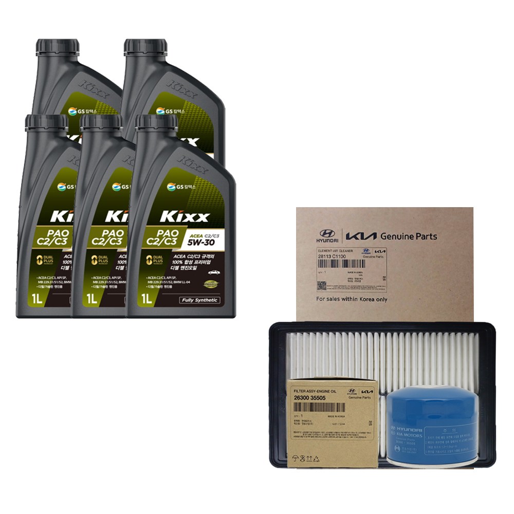 올뉴K7(YG) 2.4 하이브리드 킥스 PAO C2/C3 5W30(5L)/SP 순정 필터 엔진오일세트 68,260원
