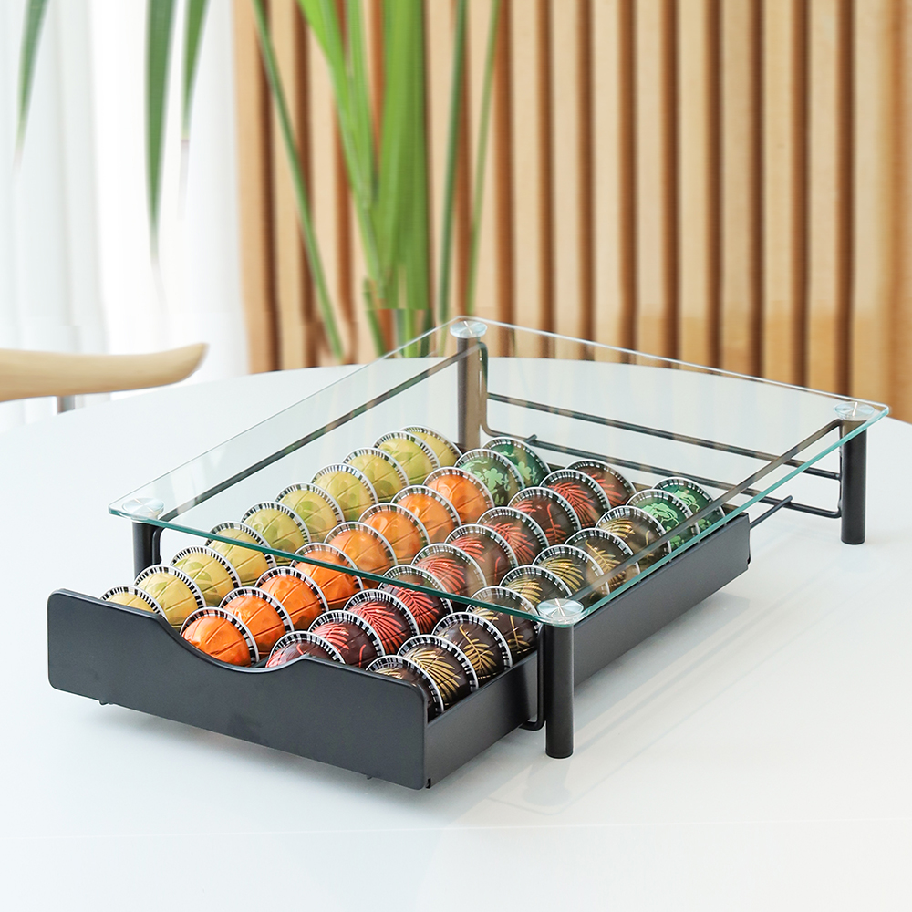 유얼홈 홈카페 멀티 강화유리 서랍 커피캡슐 40구 보관함 34,790원