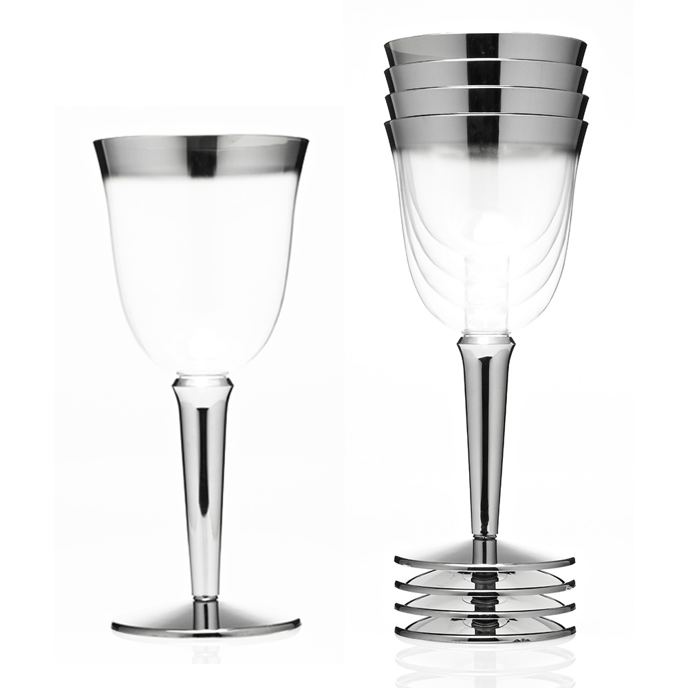 일회용 실버 플라스틱 와인잔(대) 240ml, 1세트 3,000원