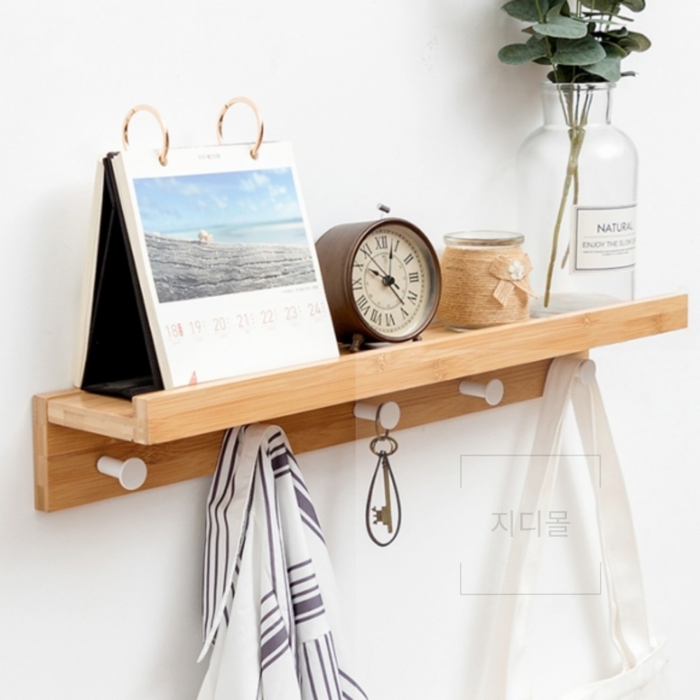 후크 옷걸이 벽선반 (5구) (우드) 스텐걸이 60,700원
