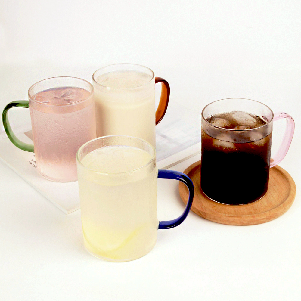 키에 데일리 내열 유리 컬러 핸들 머그컵 450ml x 4종 세트 8,500원