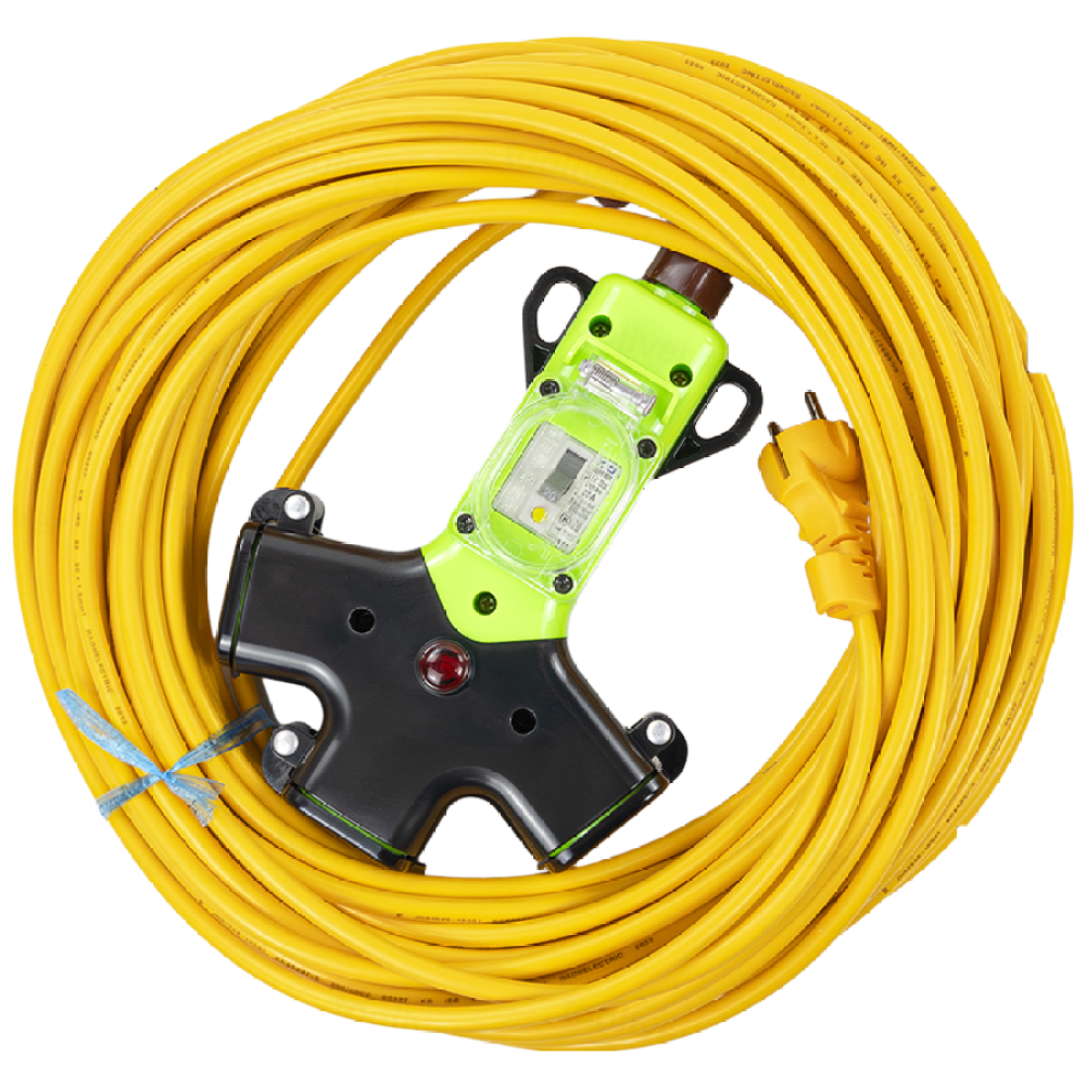 방우 전기 콘센트 3구 산업용 캠핑용 누전차단 멀티탭 작업선, 1개, 30m, 녹색 75,500원