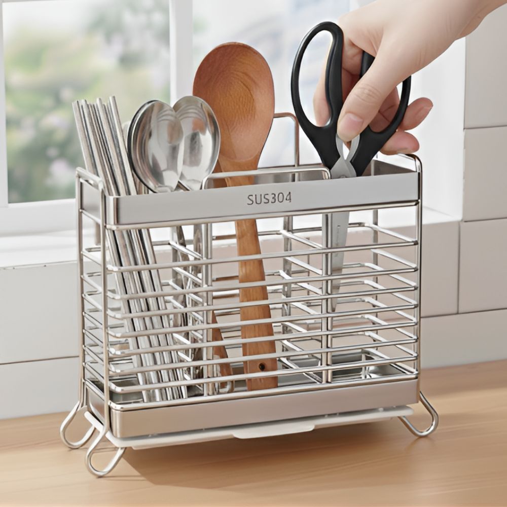 도토리컴퍼니 수저통 스텐 물빠짐 수저꽂이, 1개, 실버 20,000원