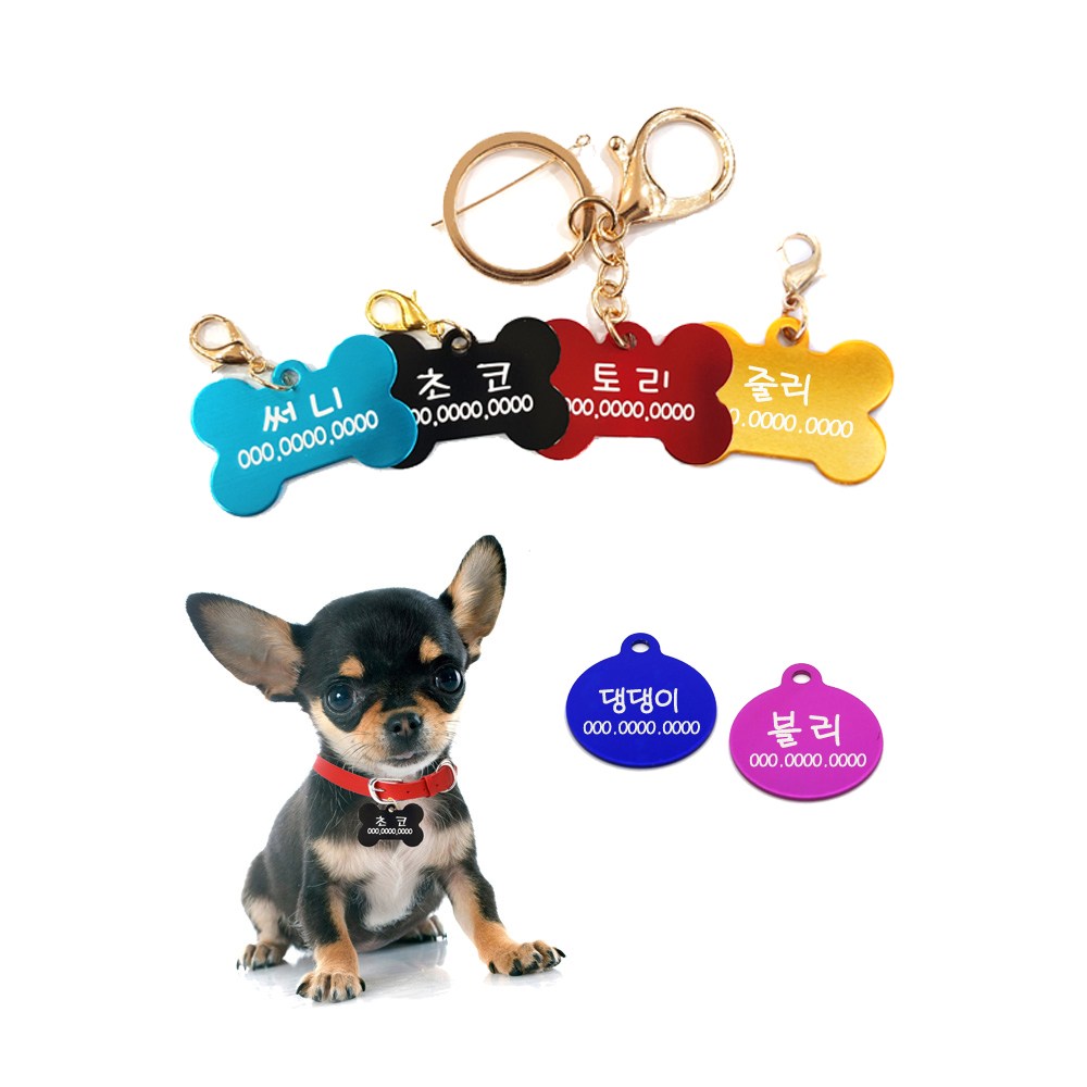 바미샵 강아지 이름표 목걸이 애견 인식표 뼈다귀 무료각인 3,800원